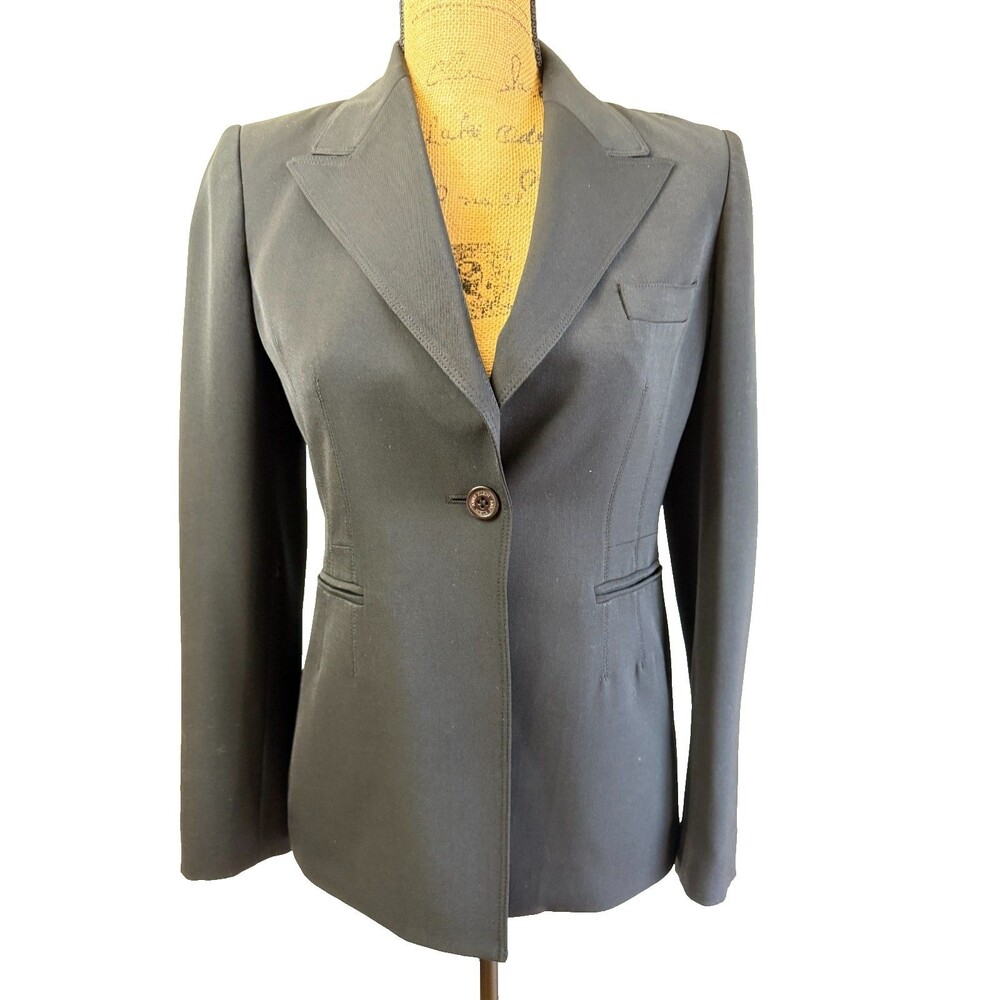 Anne Klein Suit Black One Button Career Blazer Jacket Petite 2P Tailored